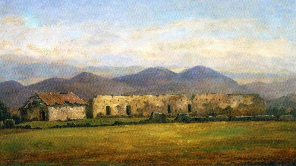 Henry Chapman Ford’s watercolor of the ruins of the Asistencia Santa Margarita de Cortona.