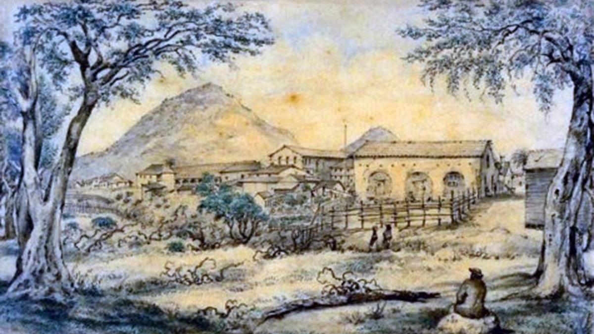 A painting of San Luis Obispo in 1862 by Edward Vishcer.