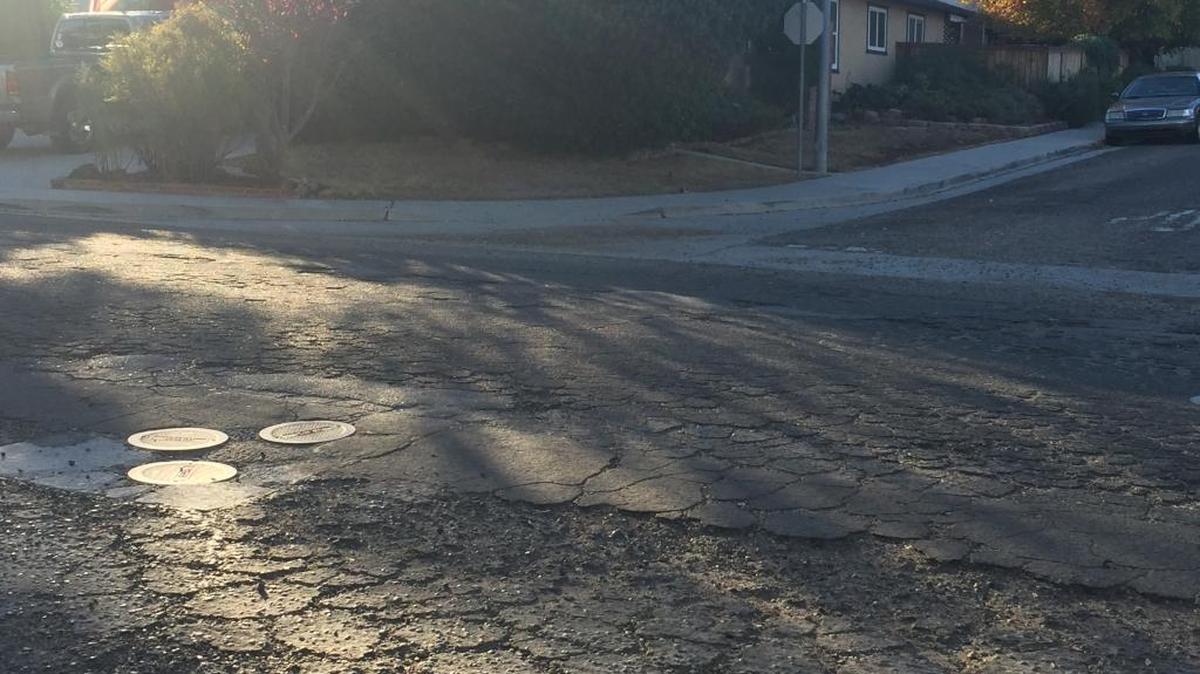 The corner of Red Cloud Road and Rose Lane is an example of the poor road conditions on Paso Robles’ east side.