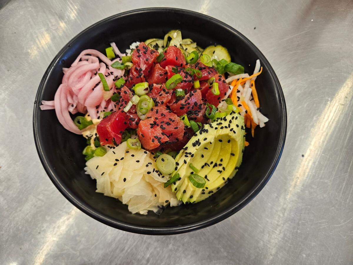 The Okie Poke bowl is by far the most popular entree at the Chowa Bowl restaurant in Morro Bay, which recently expanded to add indoor seating.