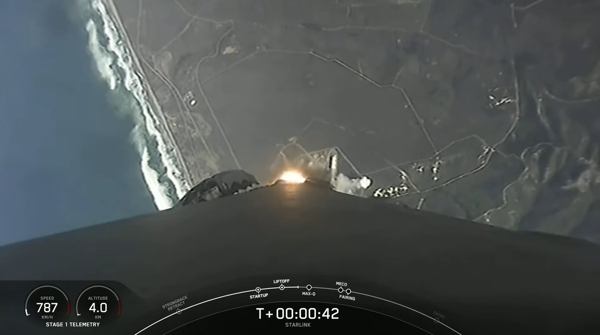 A SpaceX Falcon 9 rocket launches from Vandenberg Space Force Base on Friday, carrying 51 of the aerospace company’s Starlink satellites into orbit.