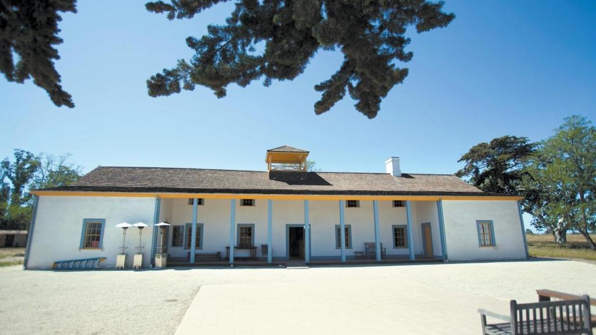 The front veranda of the Dana Adobe.