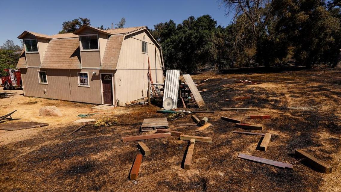 Good brush management helped save this structure on Huer Huero Road. The Hill Fire burned right up to its edge.