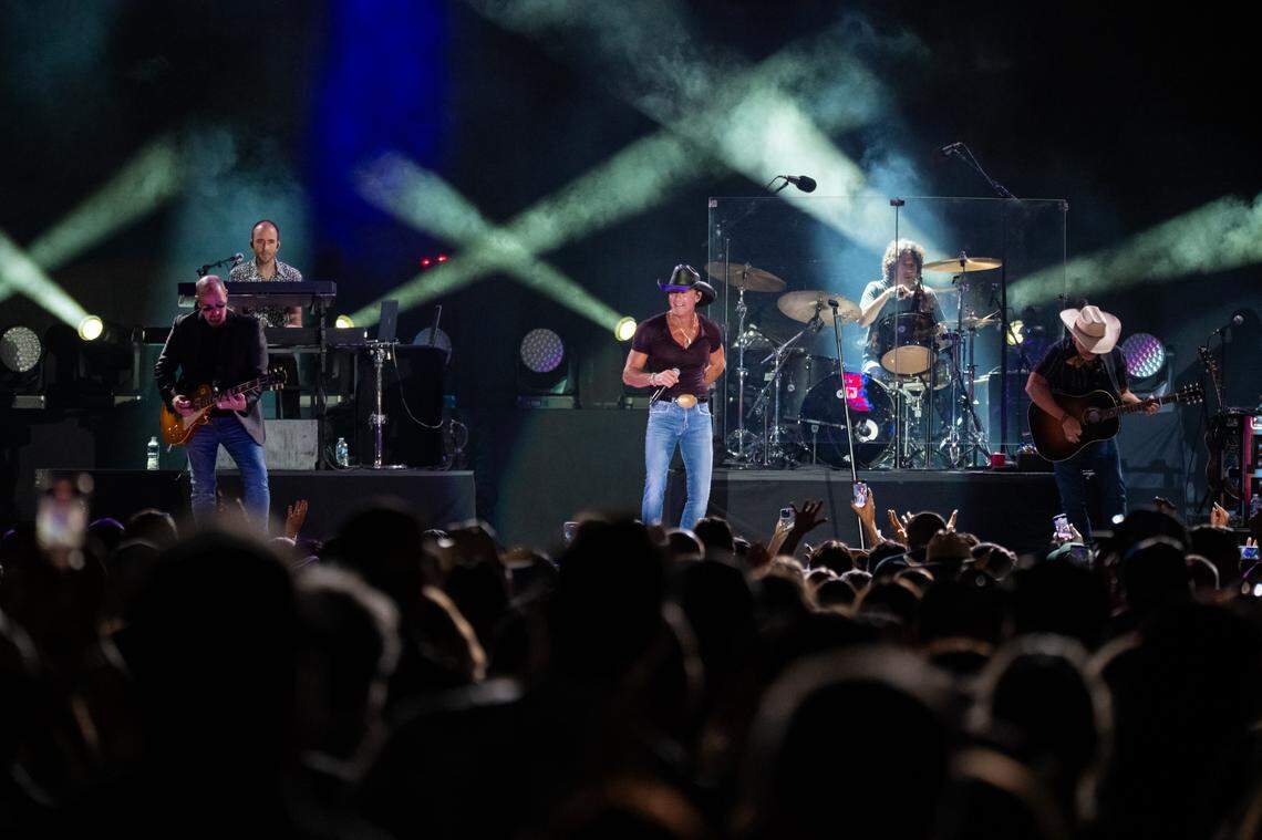 Country music star Tim McGraw performs in concert at the California Mid-State Fair in Paso Robles on Wednesday, July 19, 2023.