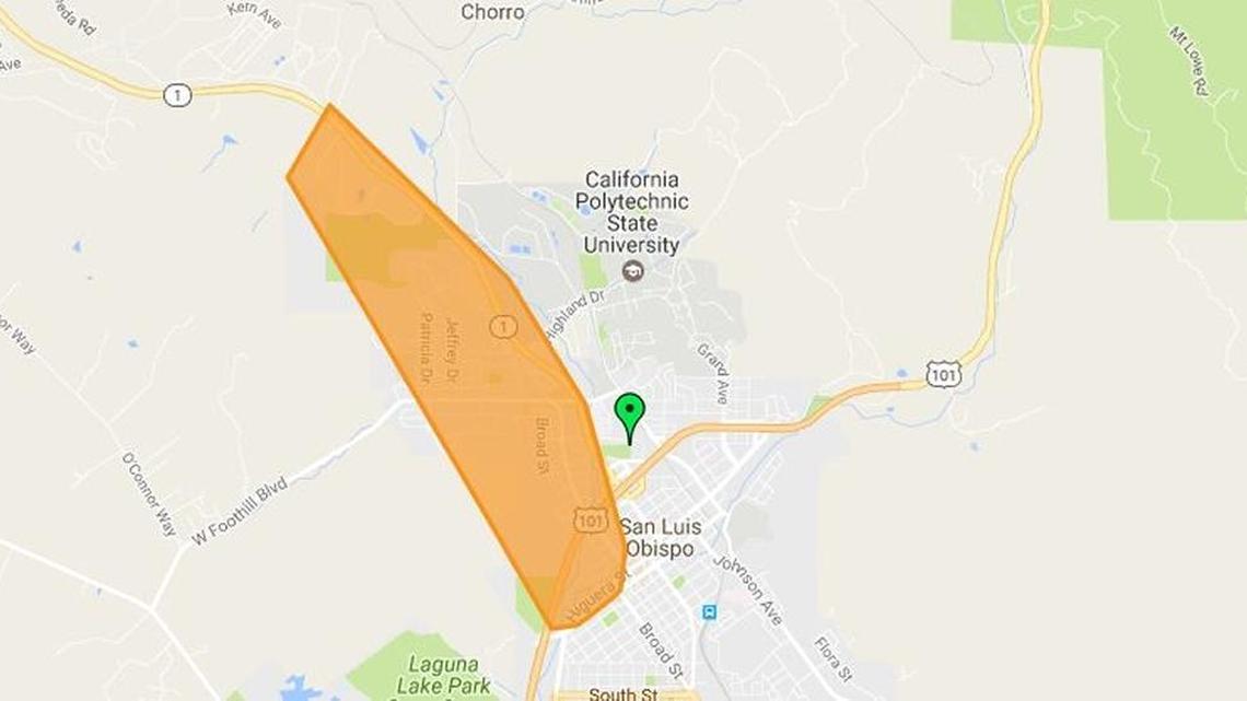 A power outage near Cal Poly knocked out power to 3,203 customers on Sunday, May 7, 2017.