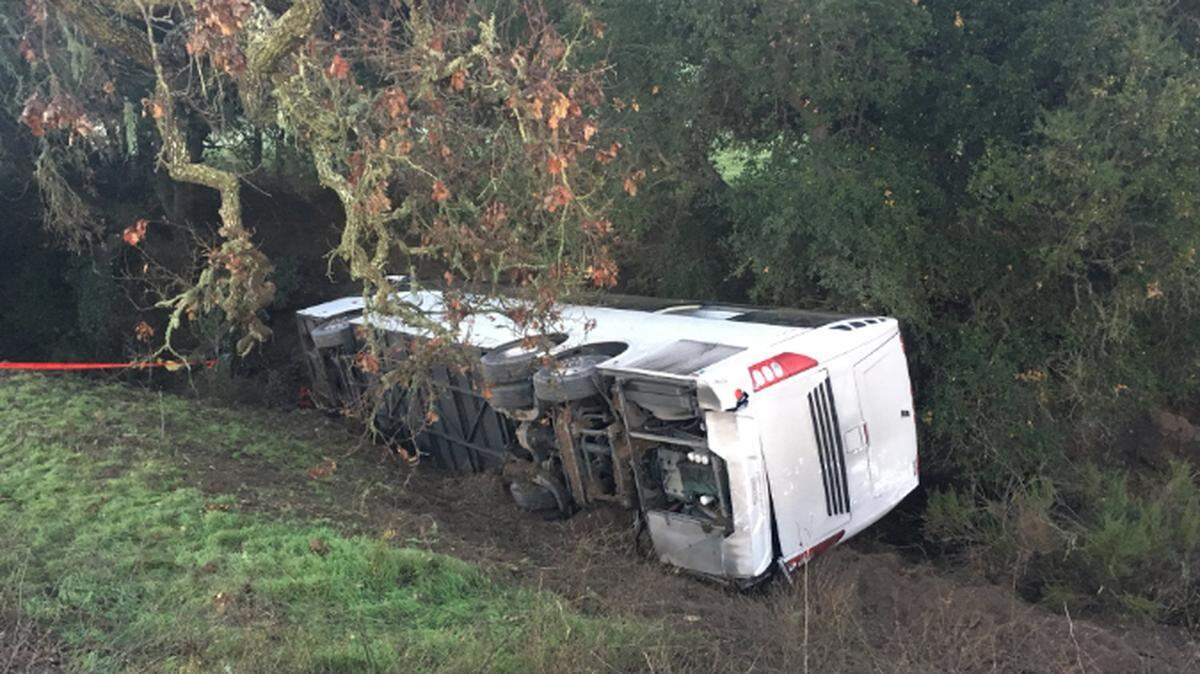 Seven people were injured after a passenger bus crashed off Highway 101 near Los Alamos on Friday, January 18, 2019.