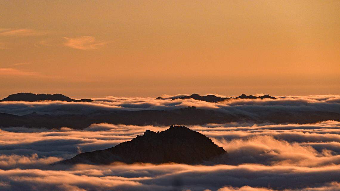A view of Bishop Peak and the Irish Hills from the top of Cuesta Grade.