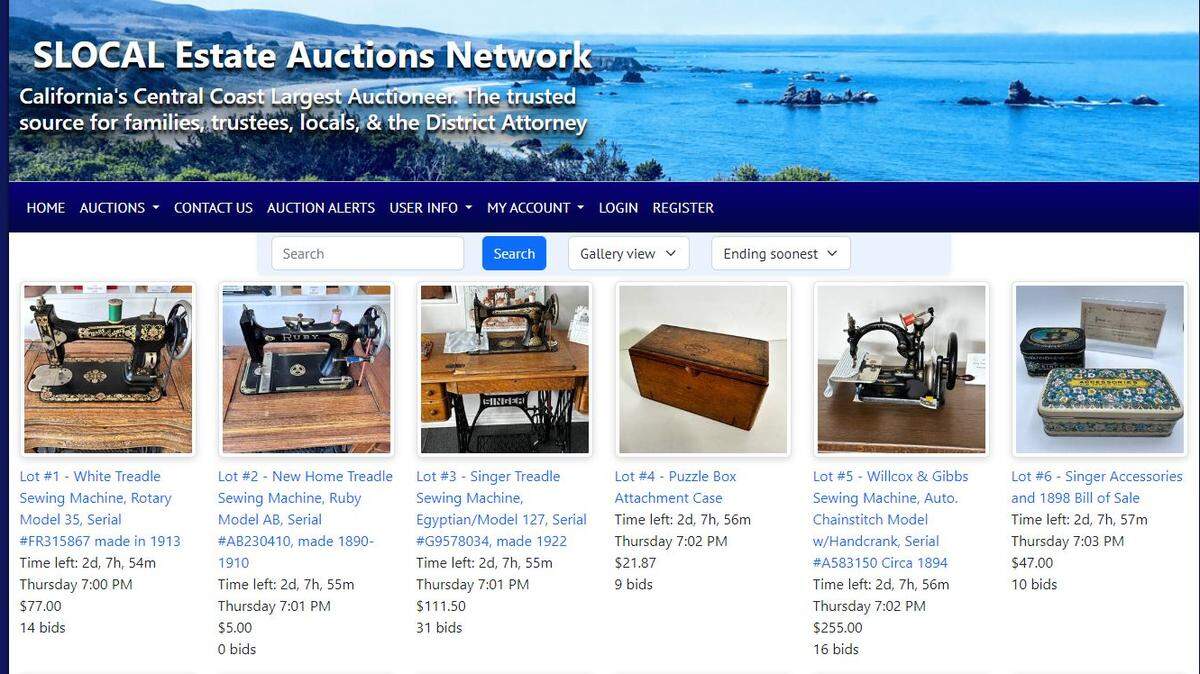 Judy’s Sewing & Craft Museum in Morro Bay is closing and putting hundreds of its items, including antique sewing machines, on auction. The auction is being being hosted on the SLO Cal Estate Auctions website.