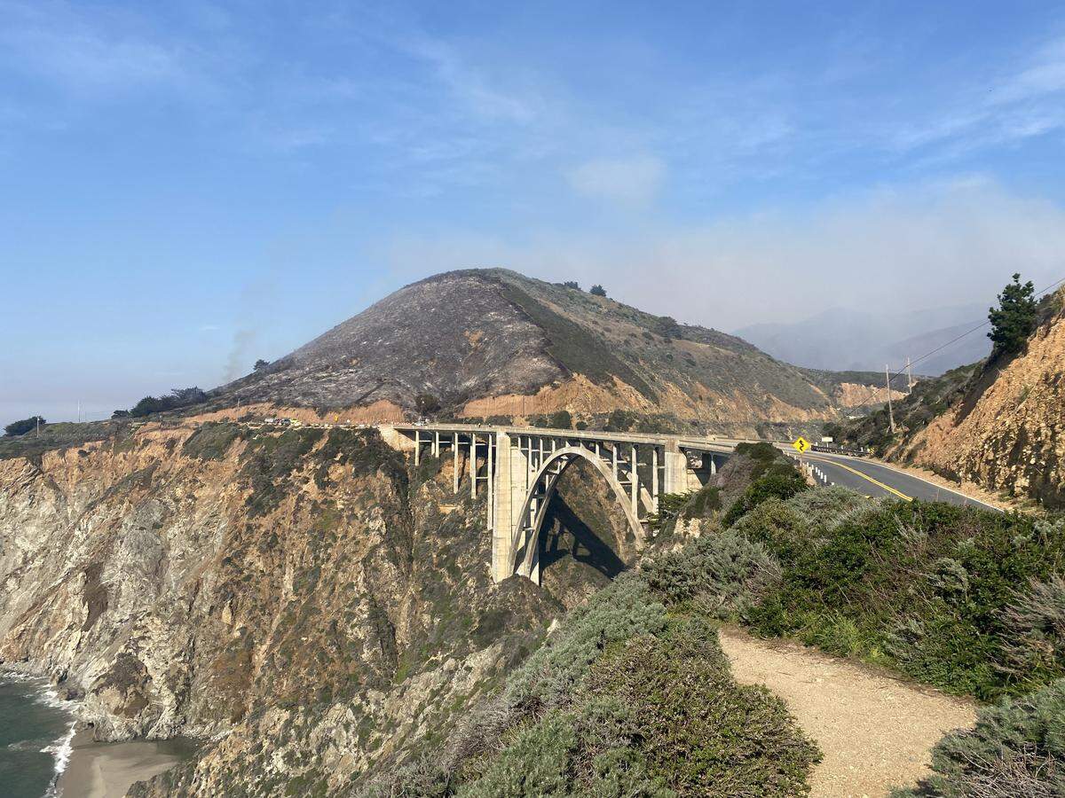 The Colorado Fire near Big Sur came close to the famous Bixby Bridge along Highway 1.