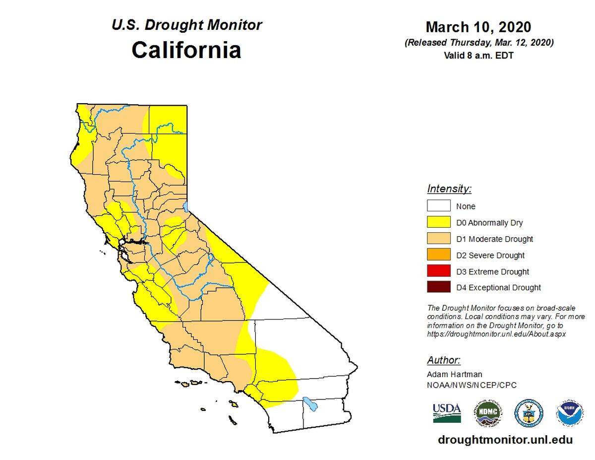 San Luis Obispo County is experiencing moderate drought conditions, along with about 48% of California, according to the U.S. Drought Monitor.
