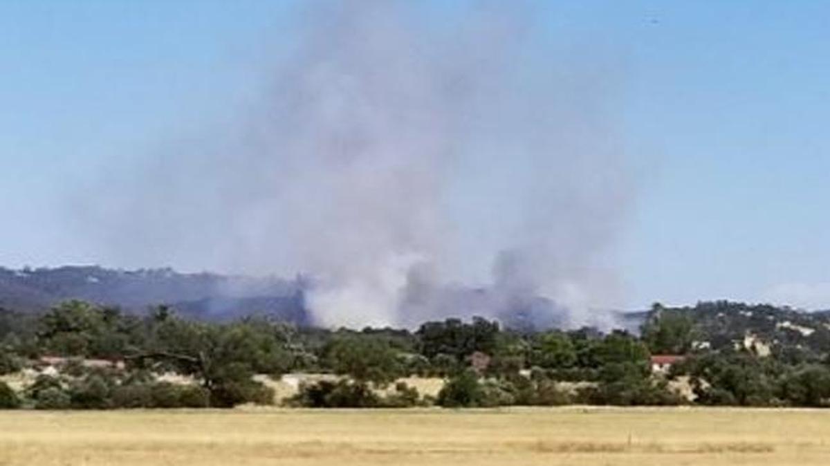 Firefighters were battling two fires that broke out off Highway 58 and Pozo Road on Monday afternoon.