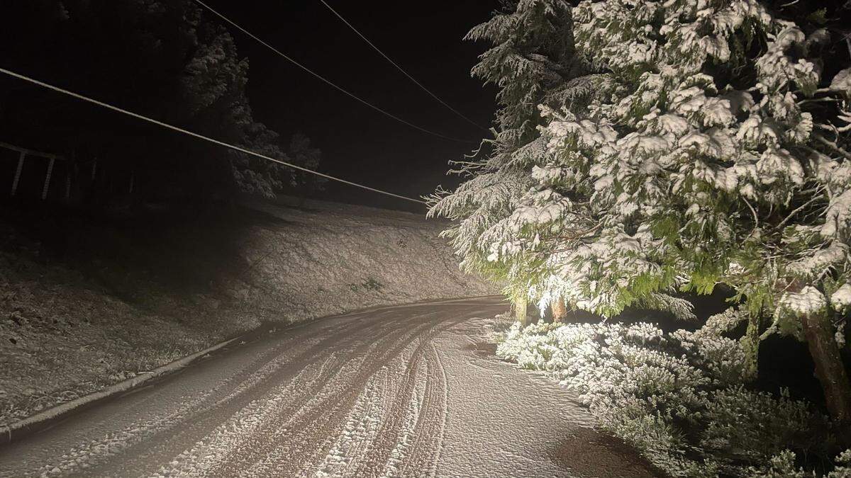 A view of snow on San Marcos Road in Atascadero on Feb. 24, 2023.