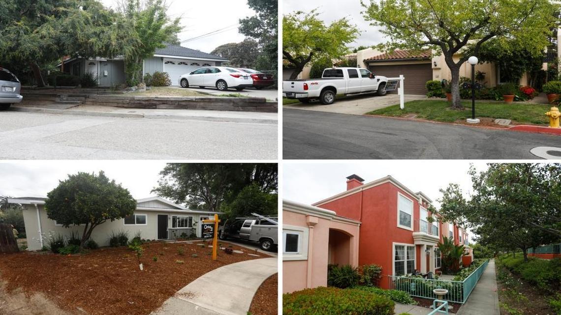 Four San Luis Obispo homes listed near the April SLO County median price of $530,000 include, clockwise from top left: 556 Hathway Ave., $549,000; 58 Los Palos Drive, $520,000; 1749 Pico Court, $549,000; and 2909 Garibaldi Ave., $519,000.
