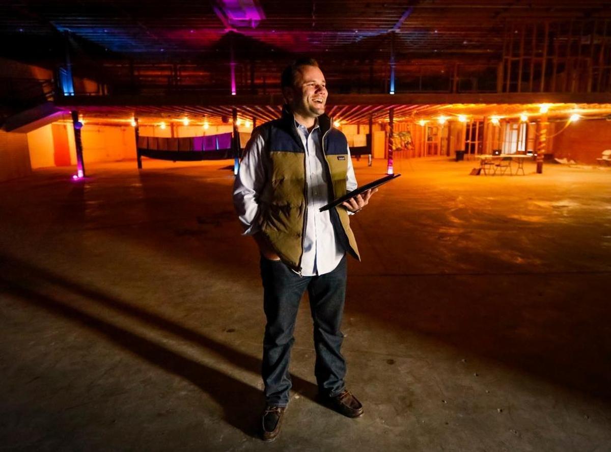 In April 2017, developer Jeremy Pemberton stands inside space he hoped to convert into the Discovery SLO entertainment center. The project was envisioned to include bowling, music, games, food and a bar.