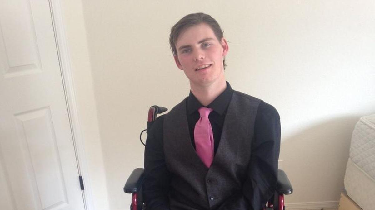 Jared Springer, a senior at Arroyo Grande High School, was diagnosed with a brain tumor in 2014. He was told last week that he could not attend prom on Saturday because of absences related to a hip injury. Here he is pictured wearing what he planned to wear to the dance.