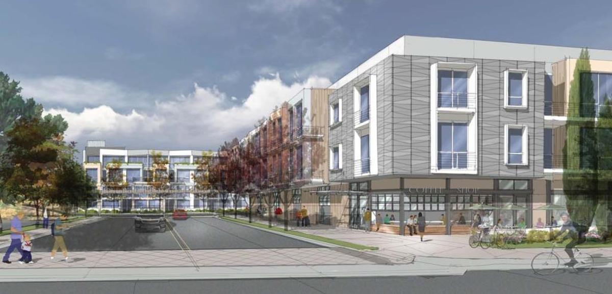 The concept for the property on Laurel Lane in San Luis Obispo would convert a warehouse and retail space into a 606-unit high-density housing development. The buildings could range from two to four stories.