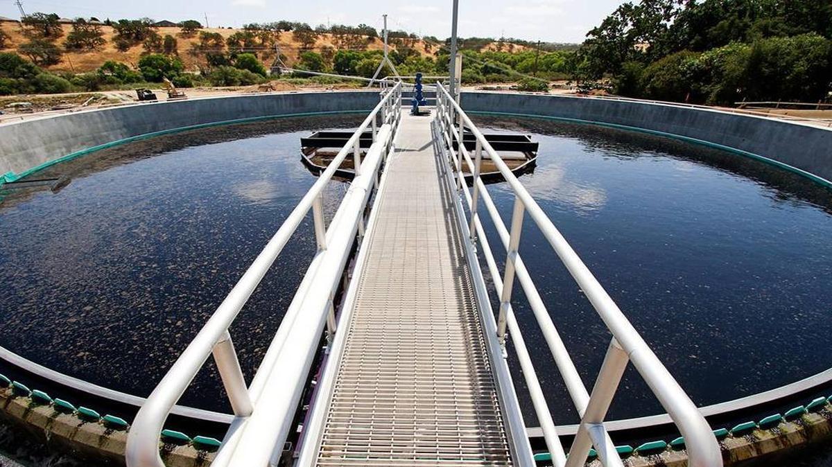 One of the new circular clarifiers at the Paso Robles sewage treatment plant, as pictured in May 2015.