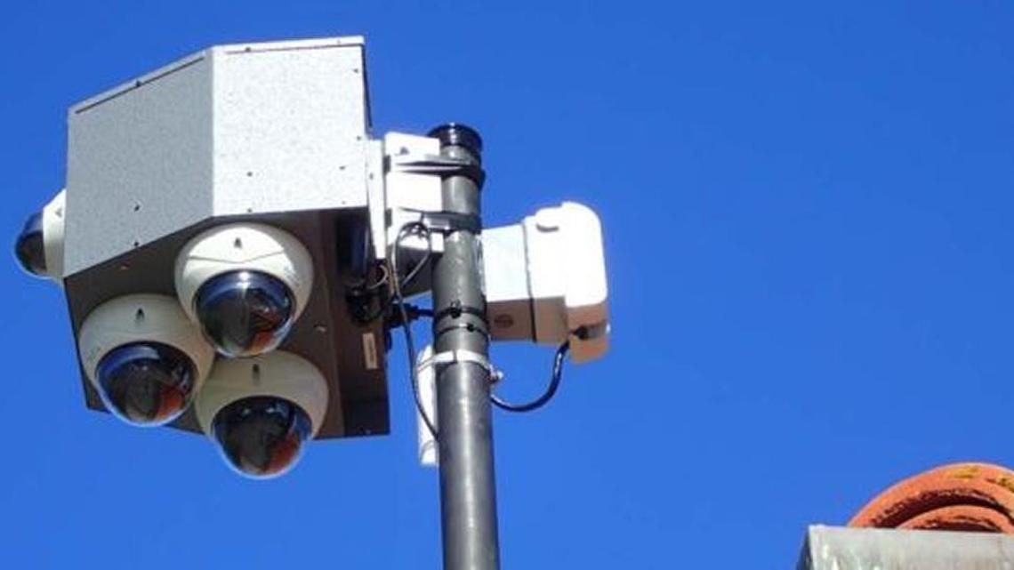 A public safety camera pod installed by Paso Robles police. The department installed four camera pods around the city to deter crime in certain areas.