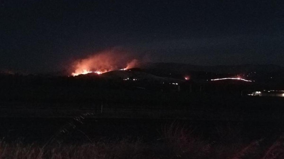 The Parkfield Fire as seen from Mission Street, facing east, in San Miguel on Saturday evening, July 8, 2017.