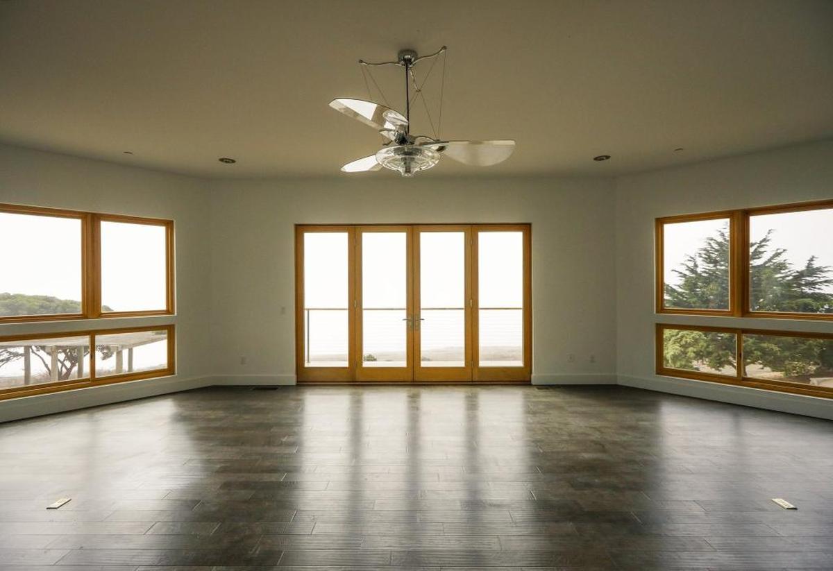 The main living room in a newly finished $6.7 million house on the Harmony coast.