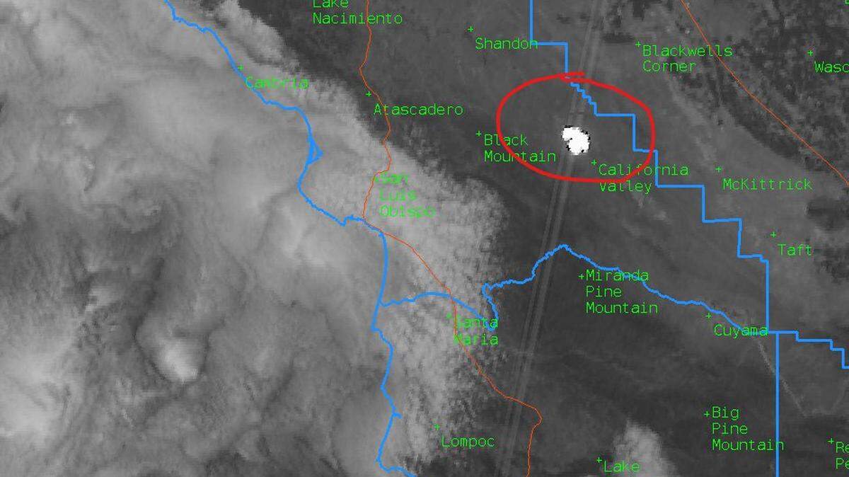 The Topaz Solar Farm in eastern San Luis Obispo County showed up as a white flash in a satellite photo on Thursday, June 22, 2023. 