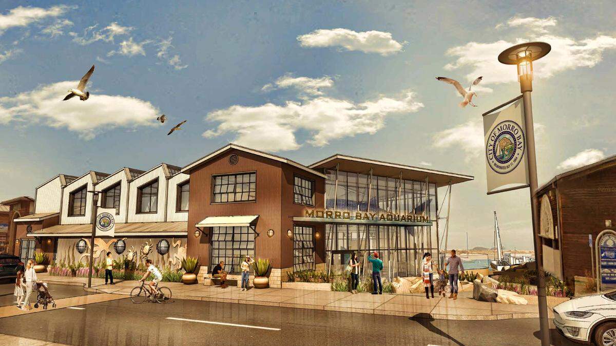 A rendering offers a view of the proposed Morro Bay aquarium as seen from the Embarcadero.
