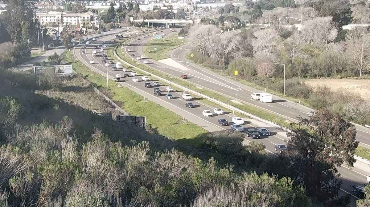 A truck fire and a vehicle crash slowed traffic on southbound Highway 101 in San Luis Obispo on Wednesday, March 13, 2024.