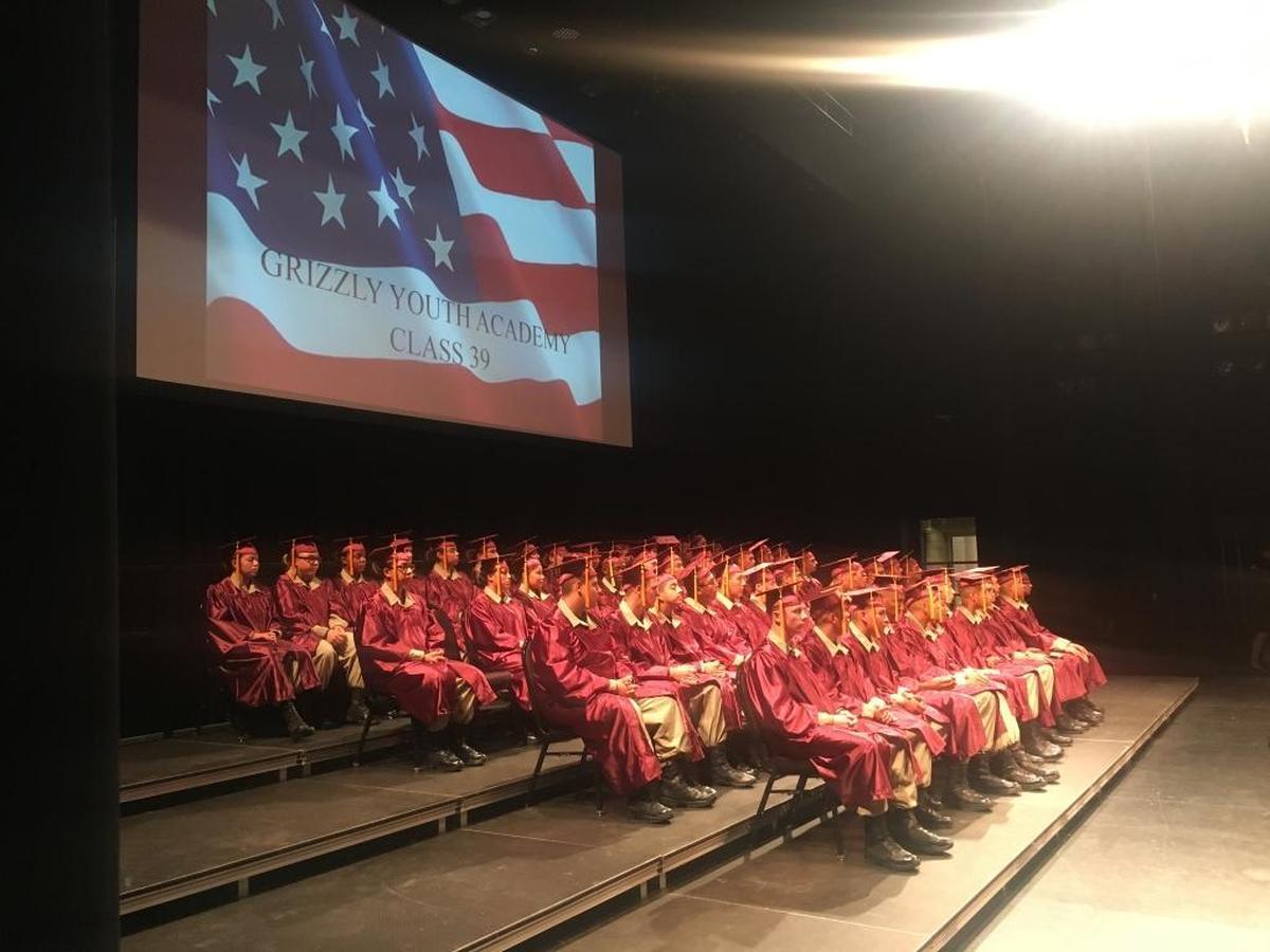 Retired Army Master Sgt. Leroy Petry, a Medal of Honor recipient, addressed the graduating class of the Grizzly Youth Academy in San Luis Obispo on Thursday, Dec. 14, 2017.
