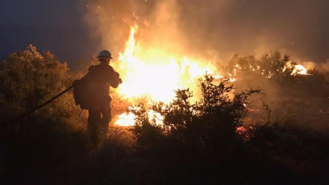 Fire crews from Santa Barbara and San Luis Obispo counties responded to a brush fire Saturday, May 20, 2017, in Wasioja Canyon, in the area of Highway 166 and Wasioja Road, about 50 miles east of Santa Maria.