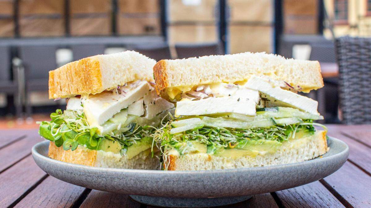 Thom’s Veggie Stack is one of the sandwiches on the menu at peasants FEAST in Solvang.