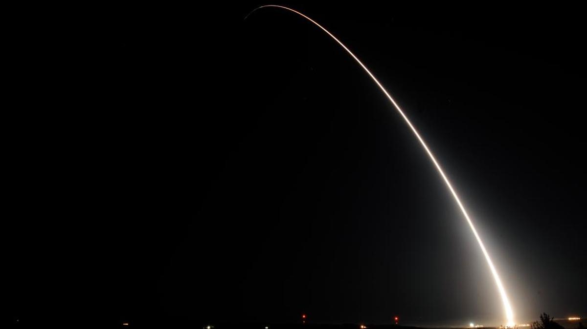 In this photo provided by Vandenberg Air Force Base, an unarmed Minuteman III intercontinental ballistic missile equipped with a test re-entry vehicle is launched from Vandenberg Air Force Base, Calif., on Wednesday, Oct. 21, 2015.