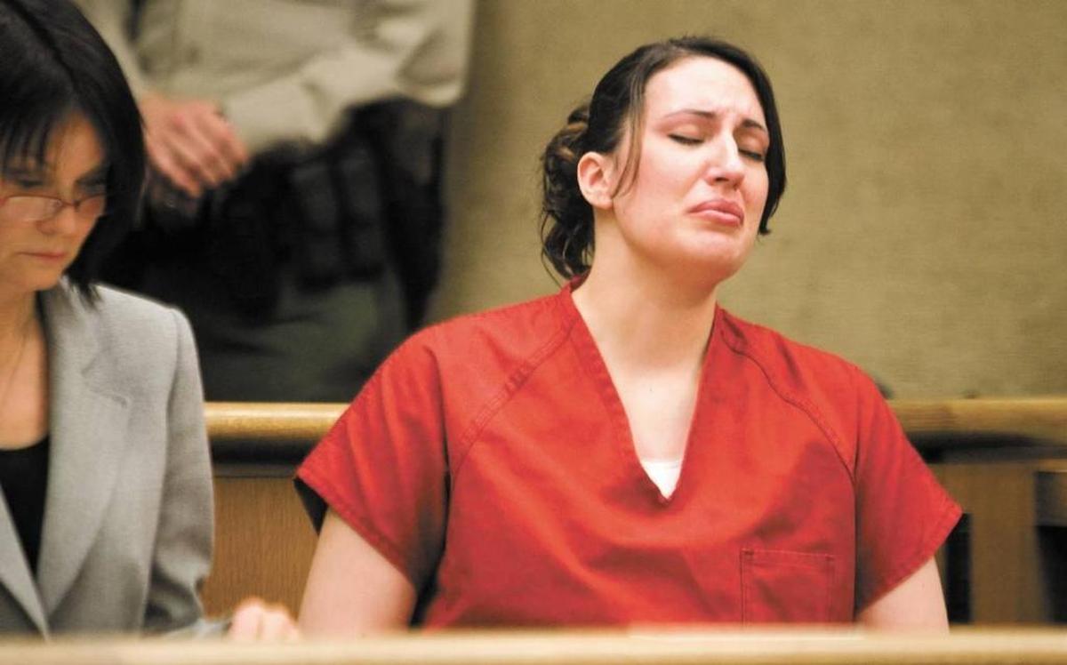 Kaylee Weisenberg reacts while listening in 2012 as members of Brett Oswald’s family address the court before her sentencing.
