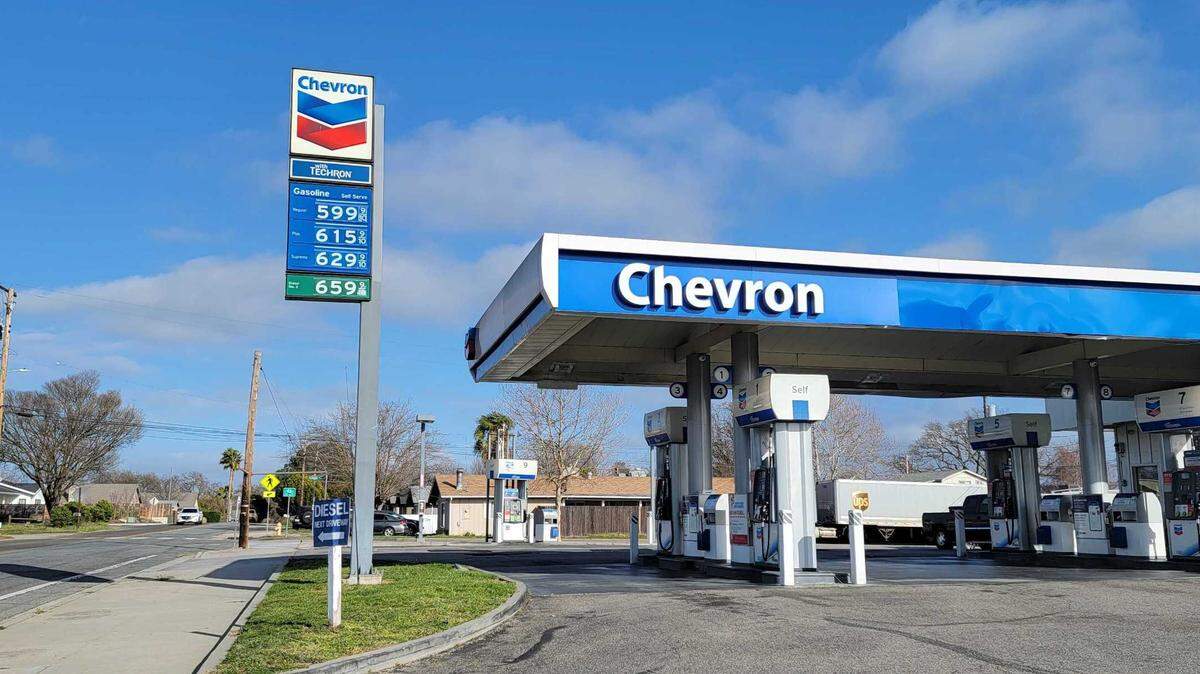 The Chevron station in Templeton had nearly hit $6 a gallon for unleaded regular on Friday, March 4, 2022.