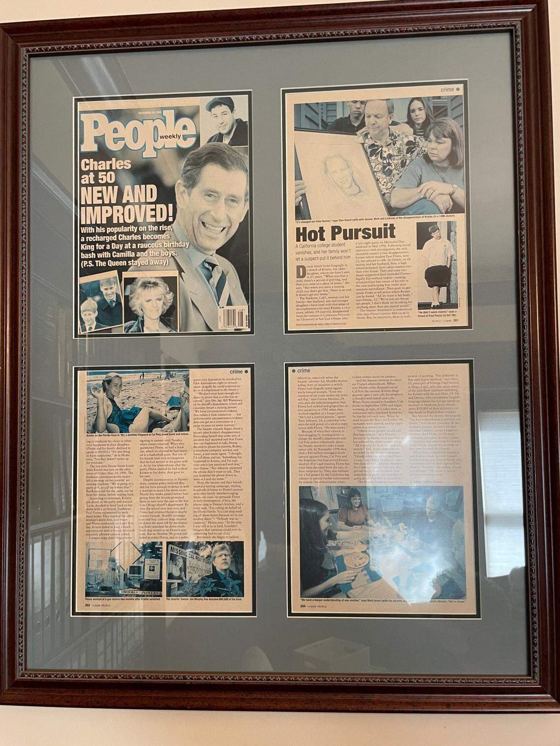 Arroyo Grande attorney James Murphy has framed cutout pages from People magazine article about the Kristin Smart case on his office wall. In the article, Murphy is quoted as saying “We’re coming for you, Paul. We’re not going to let you get away with it.”