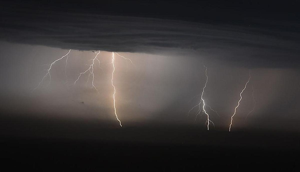 Lightning above the Santa Barbara Channel on Sunday, Sept. 10, 2017.
