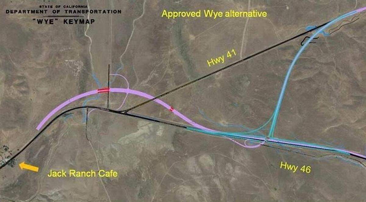 A diagram shows how a proposed interchange would replace the deadly intersection at Highways 41/46, known as the Cholame “Y.”