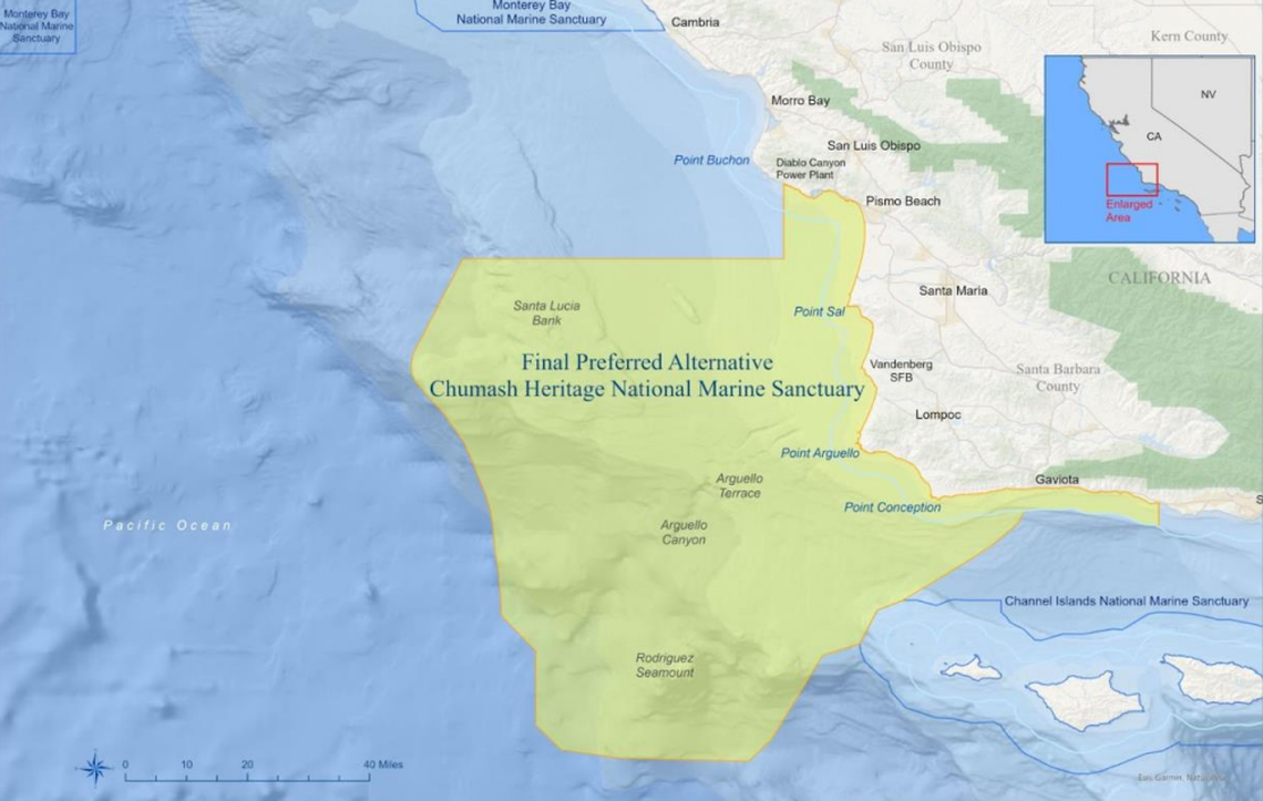 The Chumash Heritage National Marine Sanctuary will protect 4,543-square-miles of the Pacific Ocean from just south of the Diablo Canyon nuclear power plant in San Luis Obispo County to Naples Reef on the Gaviota Coast in Santa Barbara County.&nbsp;