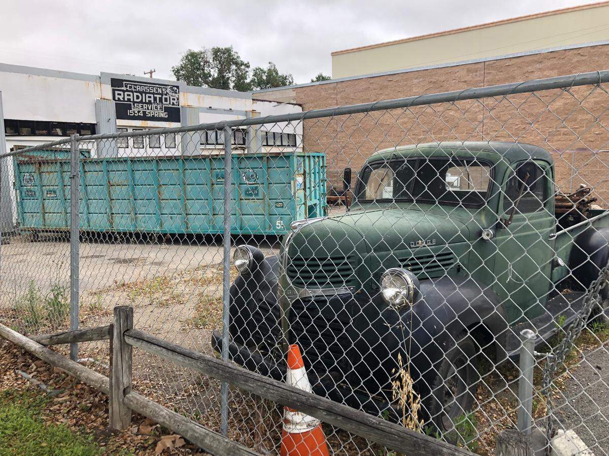 Claassen’s Radiator Service on Spring Street in Paso Robles as it appears today. Don Hughes owned the shop from 1998 to 2018, and his 1940s Dodge pickup still remains on the property.