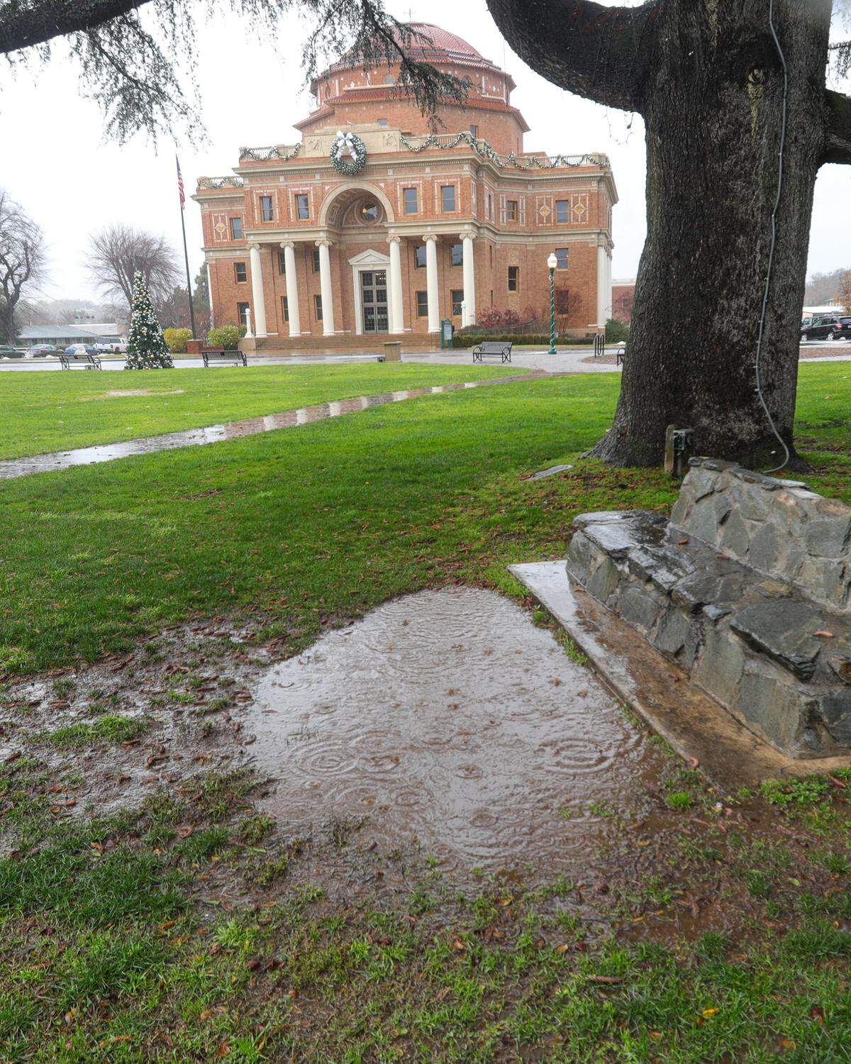 The winter storms continue to track along the Central Coast as seen here with Atascadero City Hall, Dec. 27, 2021.