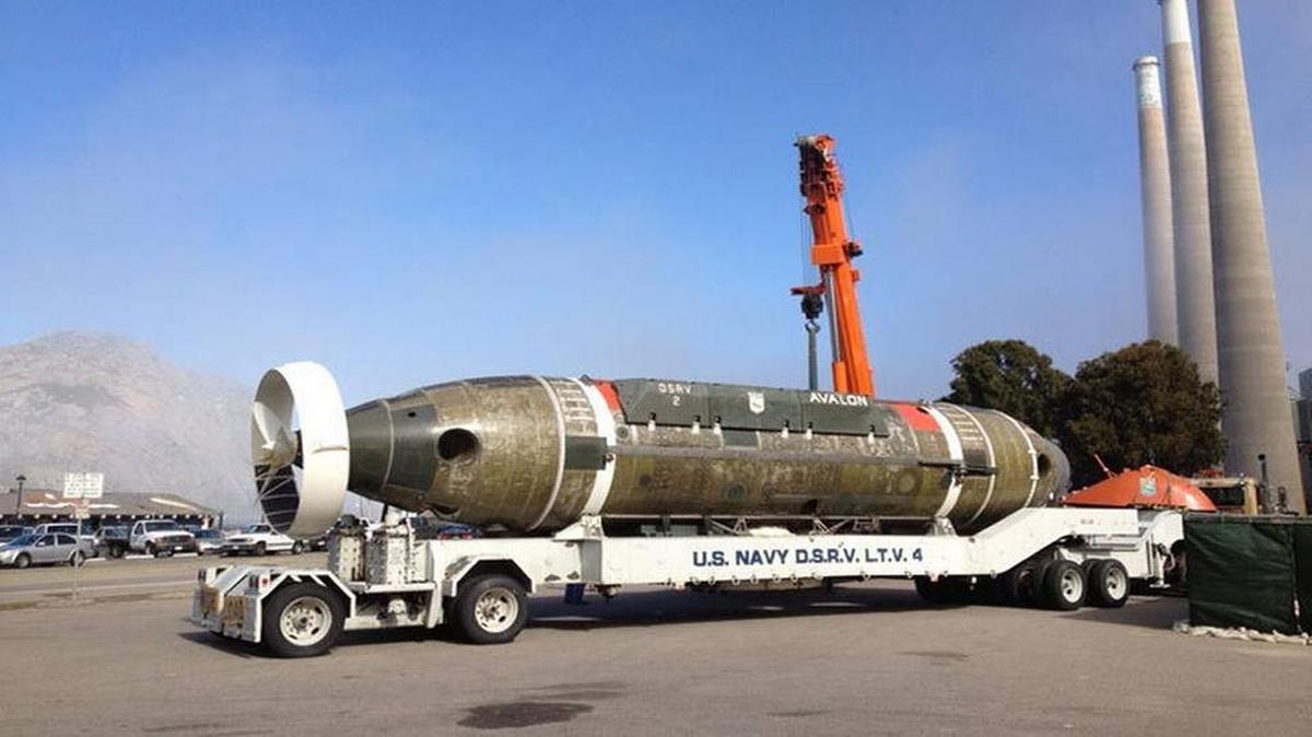 The deep submergence rescue vehicle Avalon sits near the Morro Bay waterfront in June 2012. The sub will be open for tours on Saturday and Sunday.