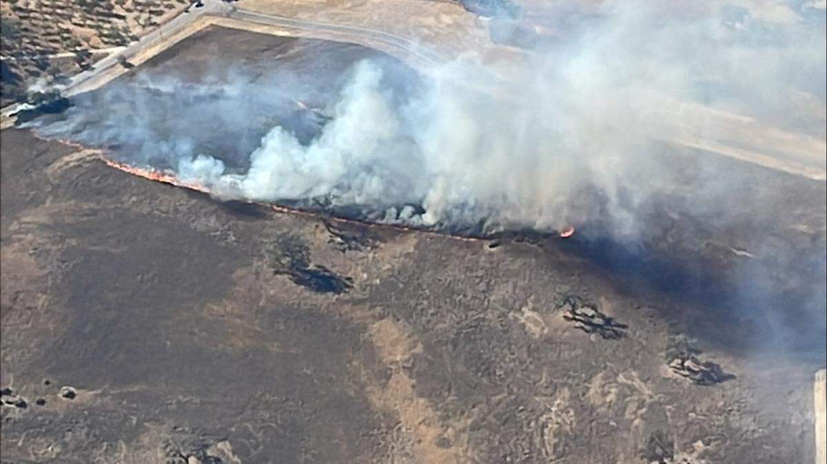 A vegetation fire burns east of Templeton on Almond Road on Nov. 13, 2023. 