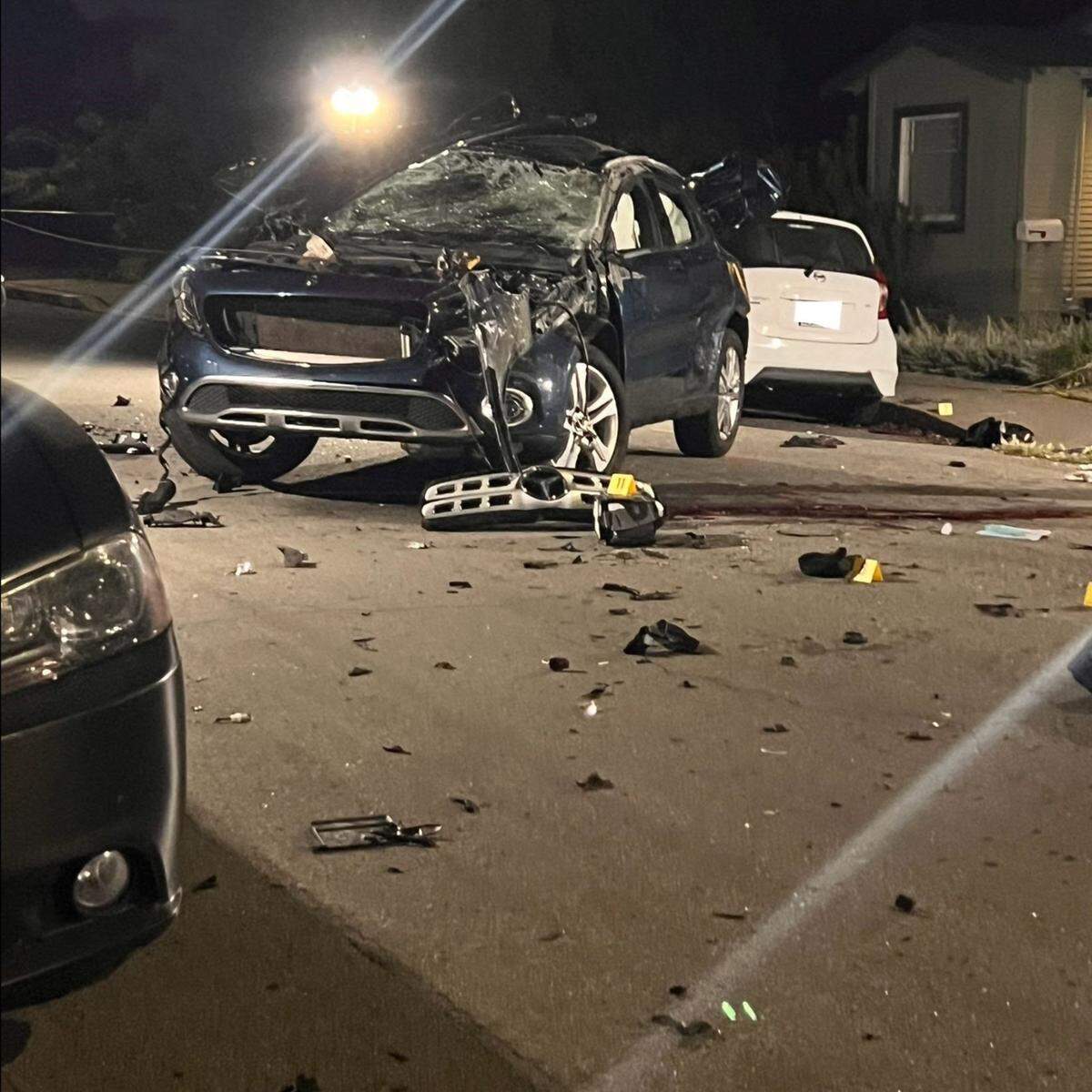 Two people died in a vehicle crash at the intersection of Pismo and Beach streets in San Luis Obispo on May 15, 2024, police said.