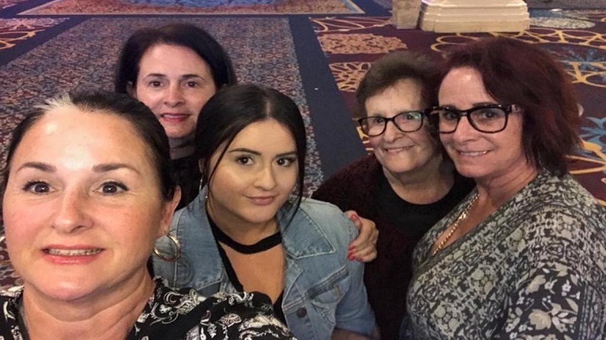Caroline Rocha with her group in Vegas. The group included her two sisters and daughter.