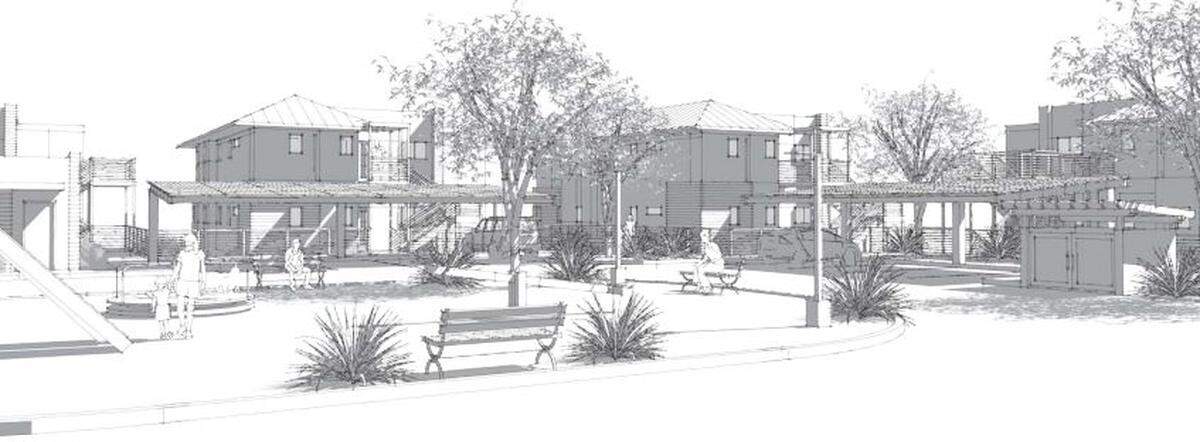 An artist’s rendering of a 20-unit apartment complex planned for Creston Road in Paso Robles.