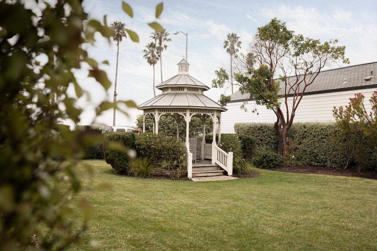 This gazebo on the large lawn area at the Cass House in Cayucos has been a major attraction for wedding parties renting the bed-and-breakfast inn and restaurant compound.