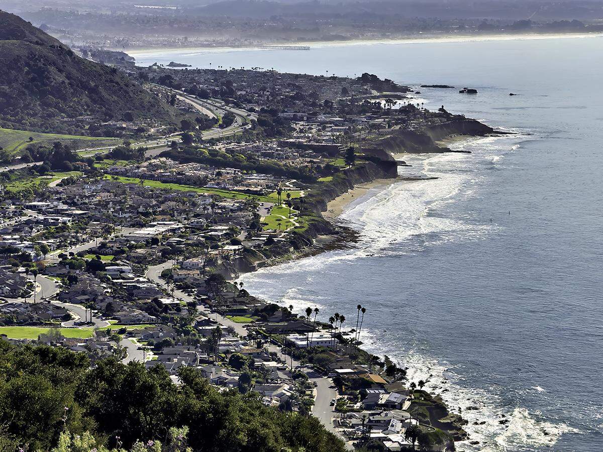Highway 101 curves beside Shell Beach.