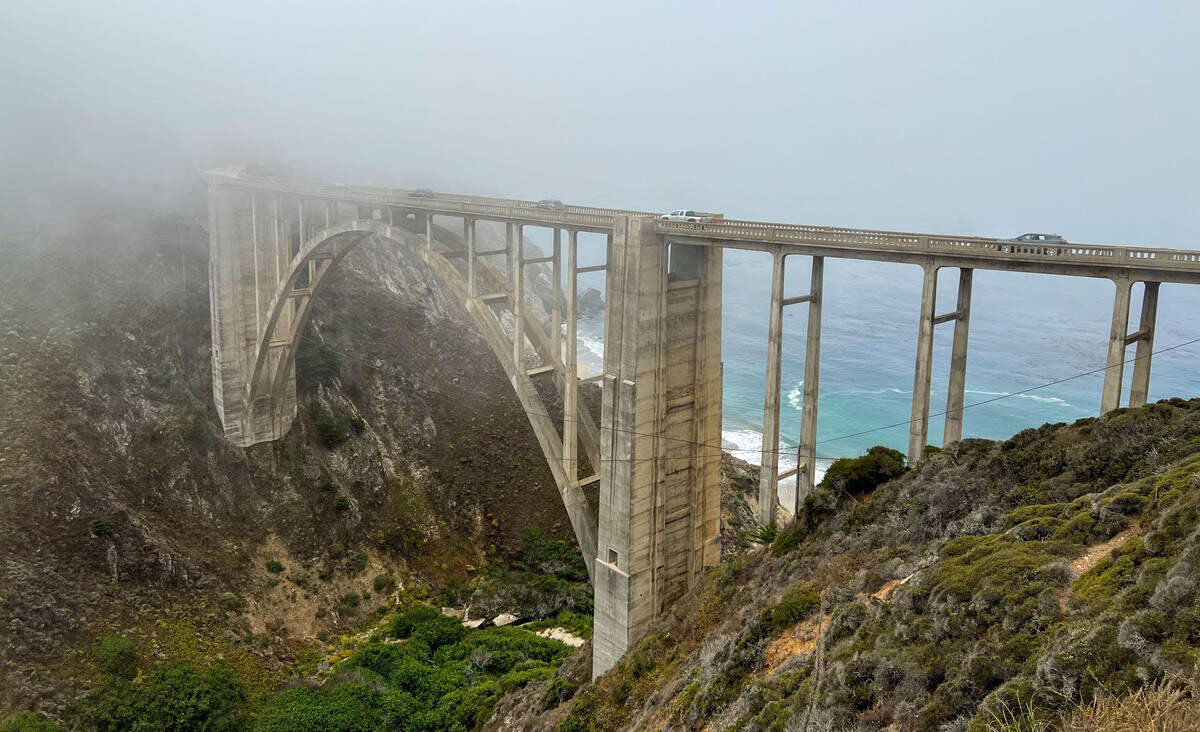 Fog drapes the Bixby Bridge in Monterey County.