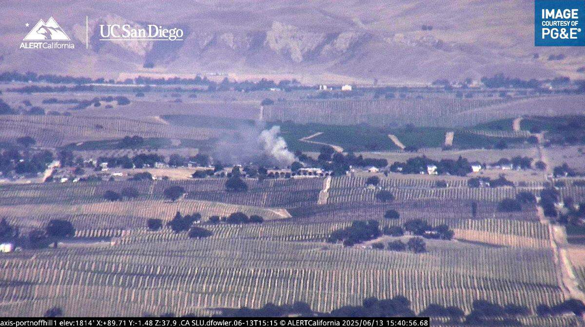 Smoke was visible above a structure fire reported in Paso Robles on June 13, 2025.
