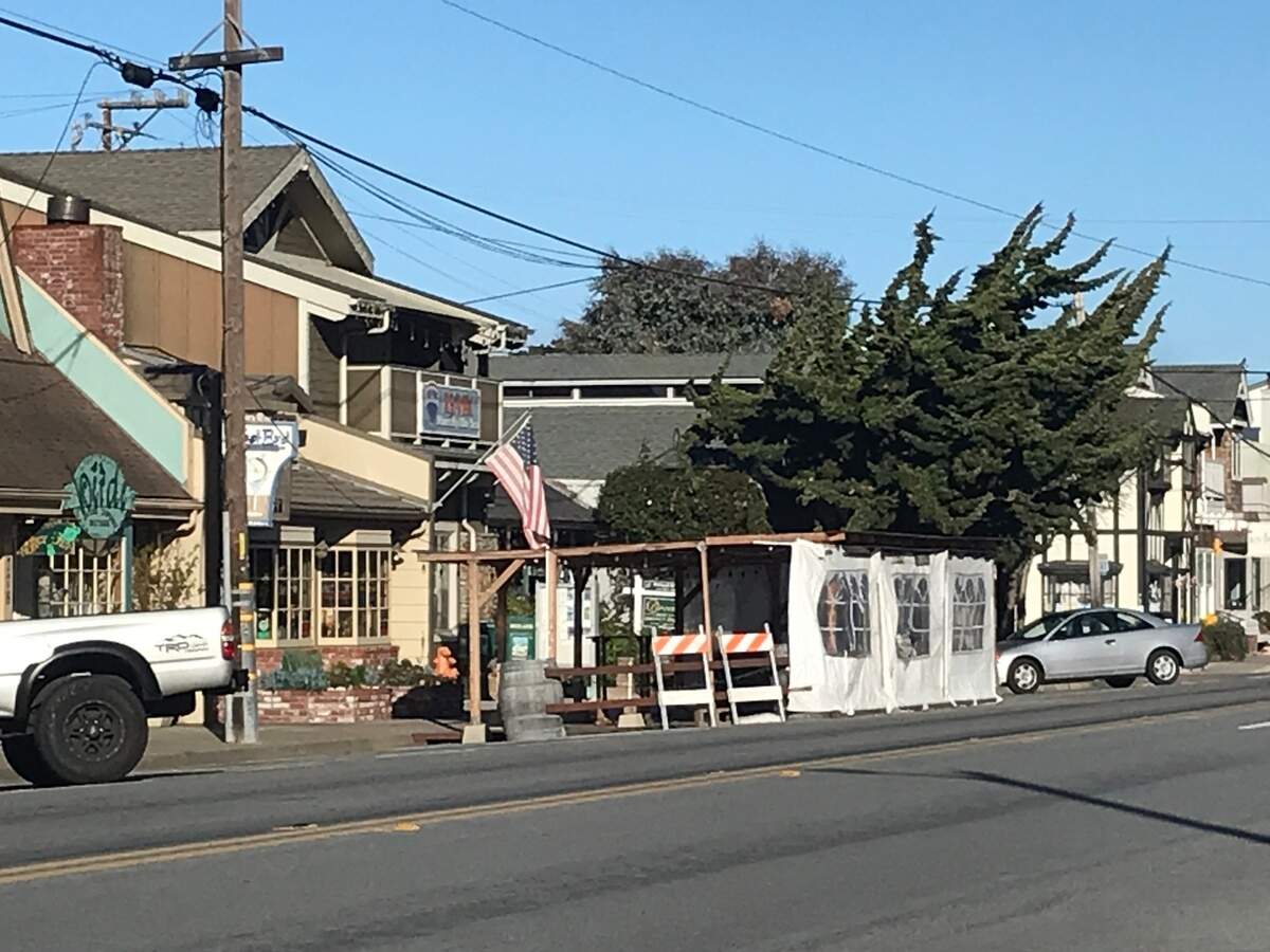 This streetside parklet in front of the West End Bar and Grill is one of two of the temporary outdoor dining facilities left standing in downtown Cambria. They’re supposed to be removed by mid-month, but negotiations about their future could happen soon with county Public Works.