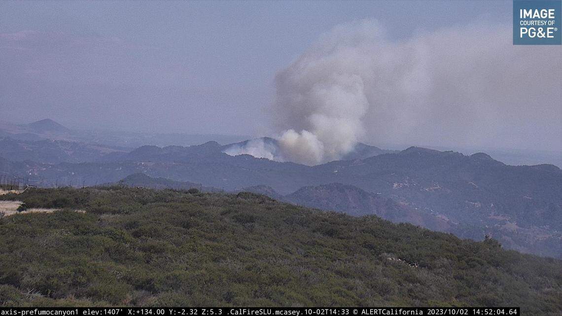 Cal Fire conducts a controlled burn in the hills near Pismo Beach on Monday, Oct. 2, 2023.